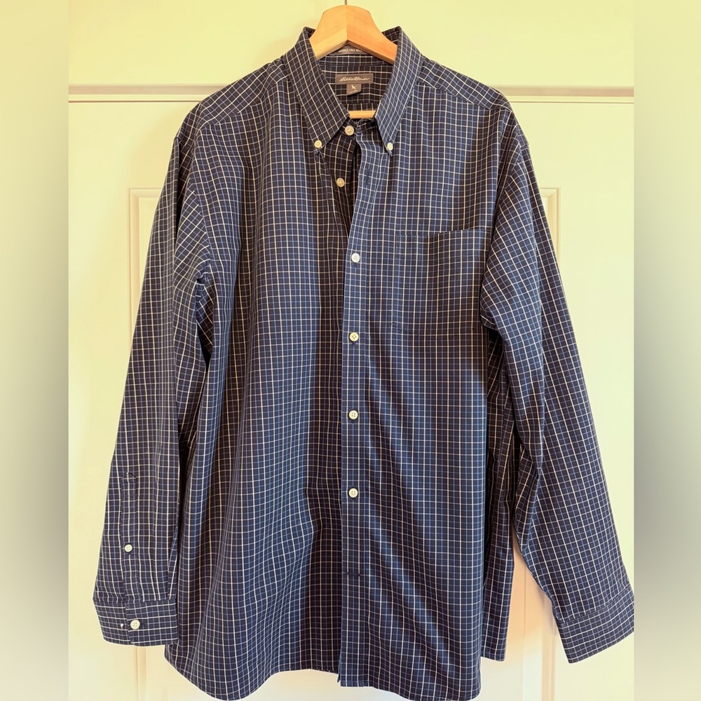 Eddie Bauer Navy Plaid Button Down Shirt